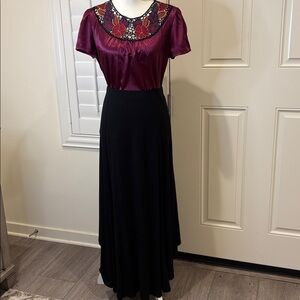 Chico's Rayon Panelled Black Maxi Skirt Uneven Hem New Small